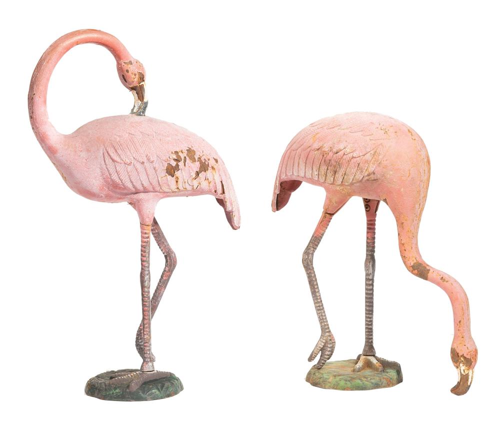 Appraisal: Pair of Cast Iron Garden Figures of Flamingos naturalistic base