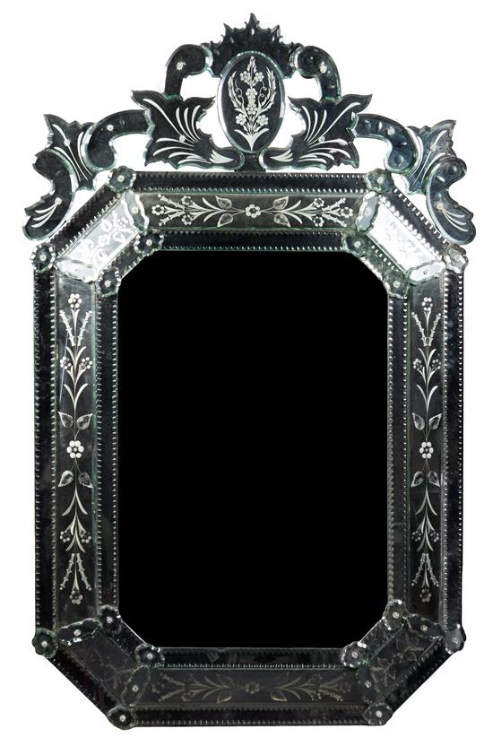 Appraisal: Sale Lot A Venetian Etched Glass Over-Mantel Mirror of elongated