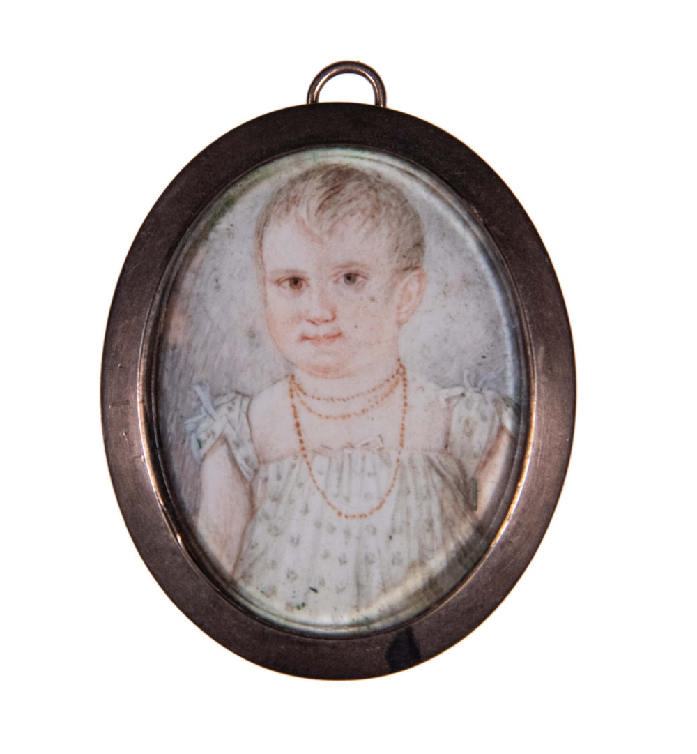 Appraisal: MINIATURE PORTRAIT OF A CHILD WITH A MASONIC BACKING Circa