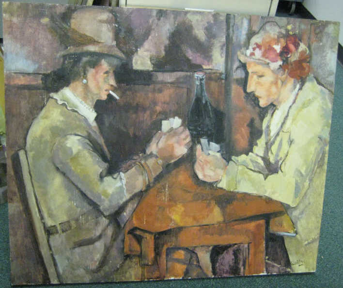 Appraisal: LEE WALLAS AMERICAN TH CENTURY Card Players oil on masonite