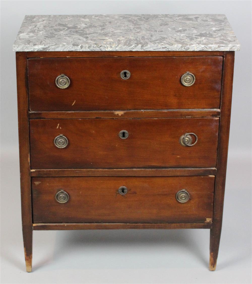 Appraisal: CONTINENTAL NEOCLASSICAL STYLE MAHOGANY CHEST OF DRAWERS with mottled grey