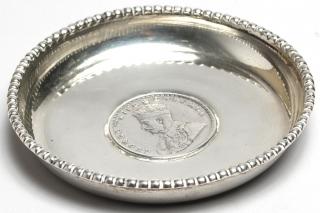 Appraisal: Silver Indian Rupee Dish Centering a silver Indian rupee coin