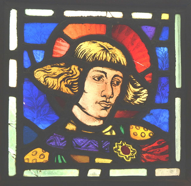 Appraisal: A SQUARE LEADED STAINED GLASS PANEL by Geval Moira depicting