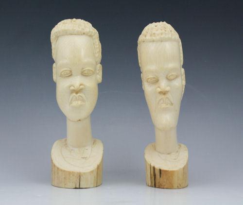 Appraisal: TWO SOUTH AFRICAN CARVED IVORY BUSTS Each carved from a