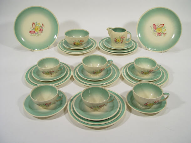 Appraisal: Selection of Susie Cooper teawares all decorated with flowers onto