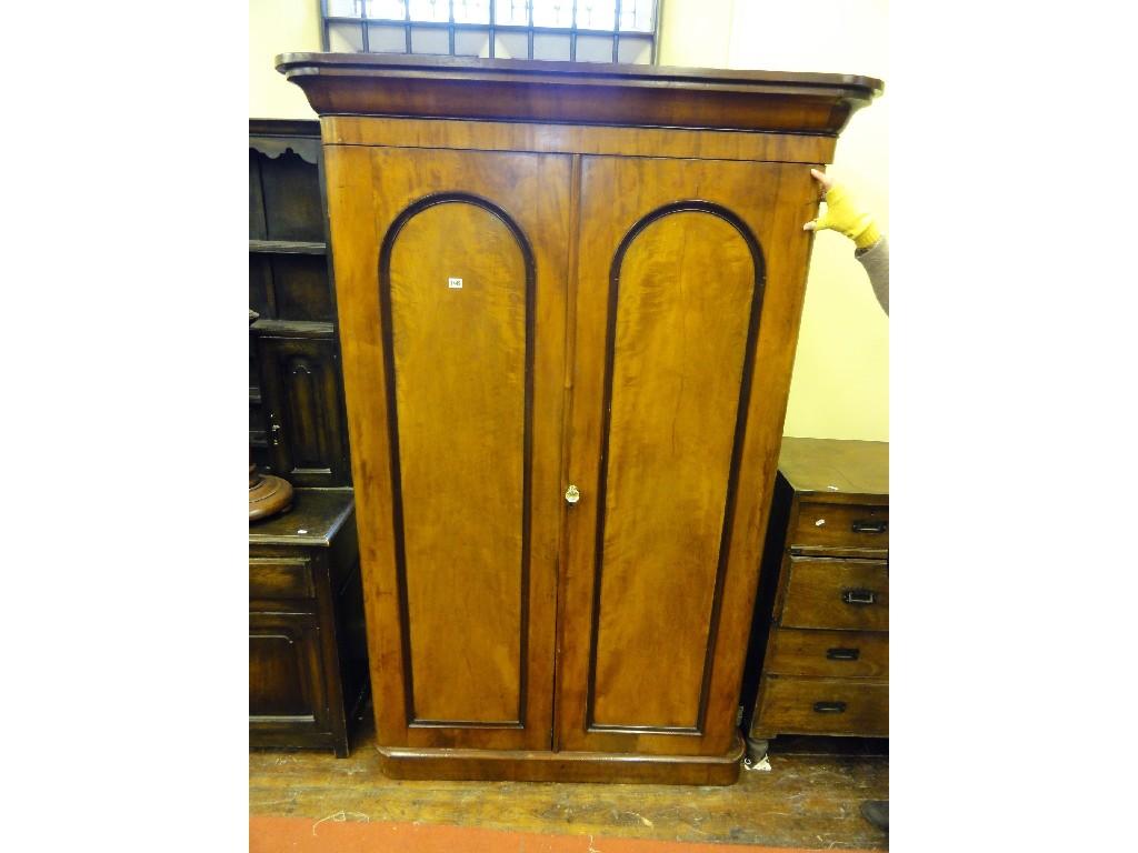 Appraisal: A Victorian mahogany two door wardrobe with stepped and moulded