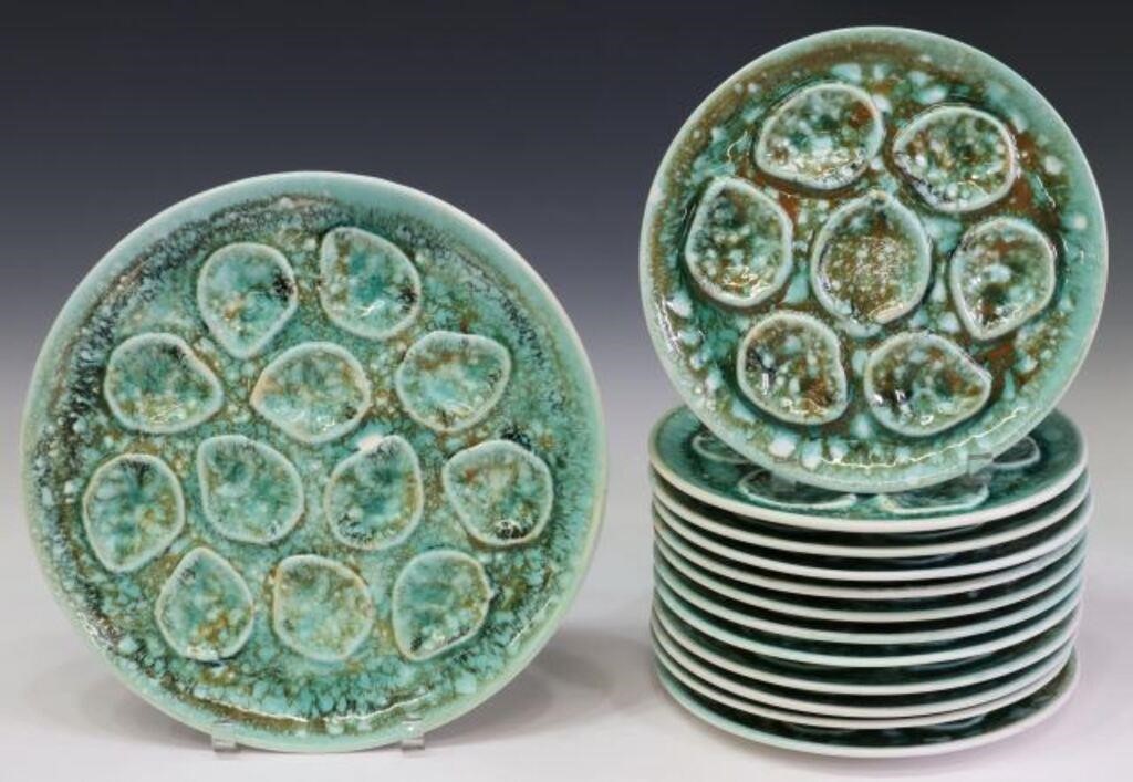 Appraisal: lot of French faience oyster service Niderviller Mousse mid th