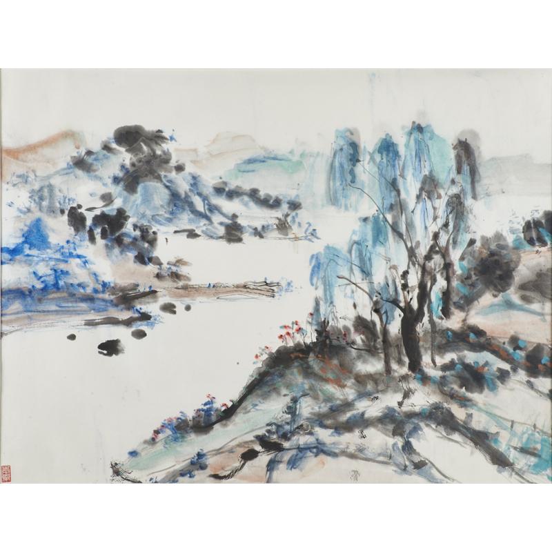 Appraisal: TWO CONTEMPORARY ASIAN WATERCOLORS Condition Report Both with similar chop