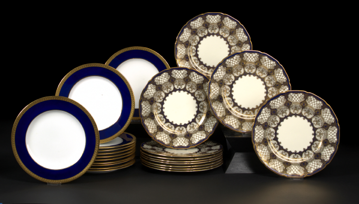 Appraisal: Opulent Set of Eleven Royal Doulton Richly Gilded Cobalt Blue