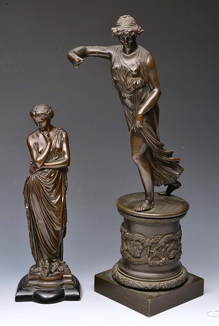 Appraisal: A CONTINENTAL BRONZE FIGURE of a girl with flowing robes