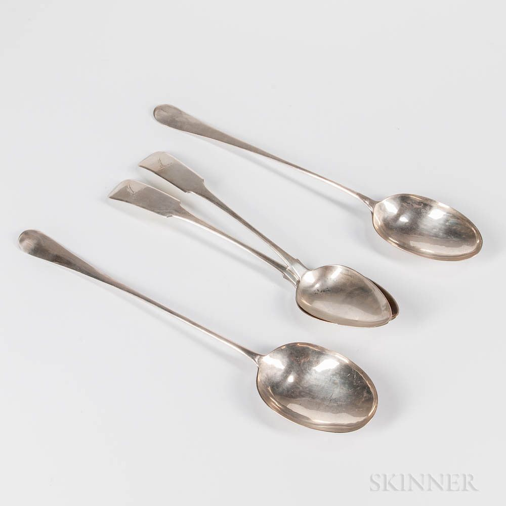 Appraisal: Four British Sterling Silver Stuffing Spoons Four British Sterling Silver