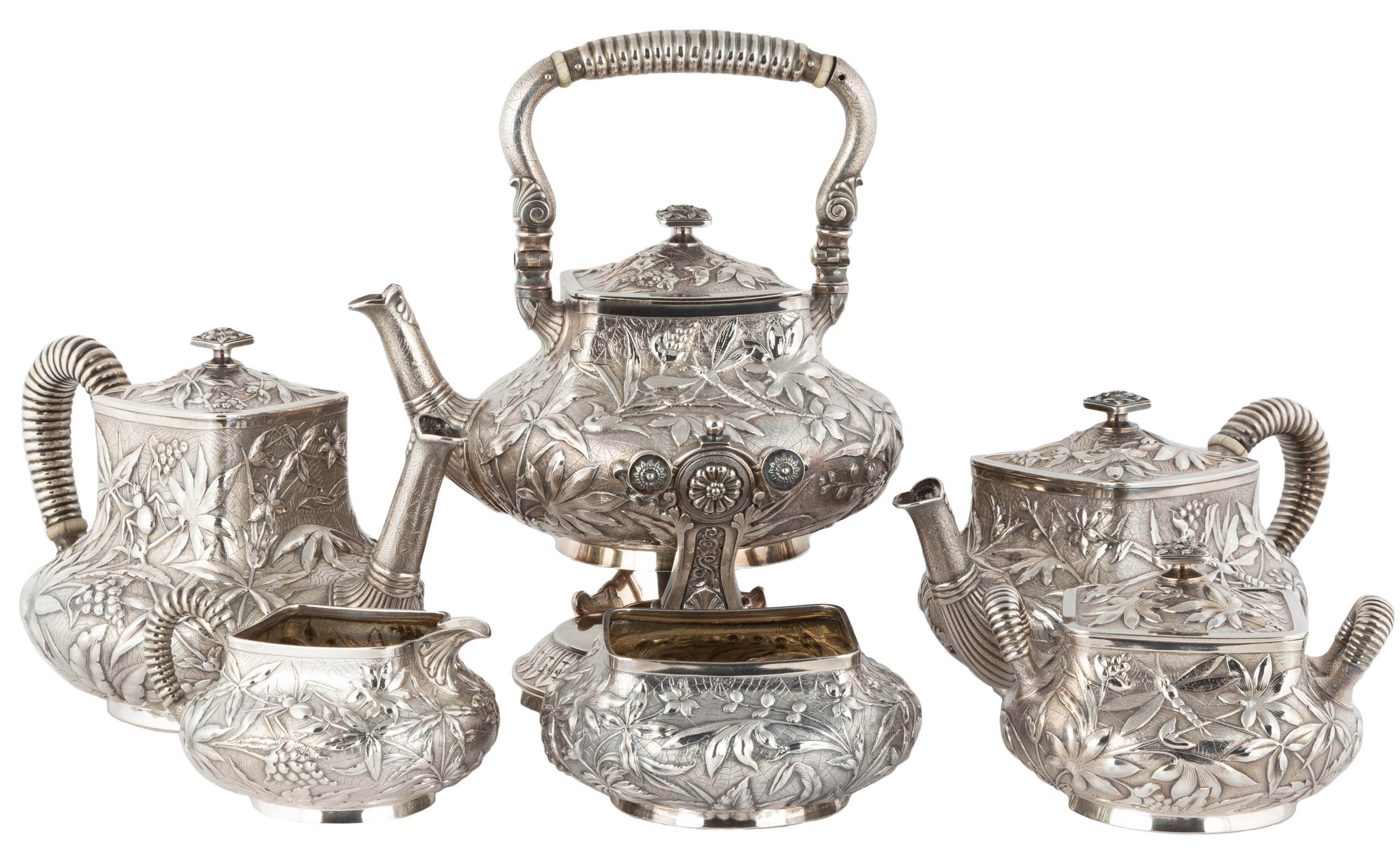 Appraisal: RARE SIX PIECE DOMINIK HAFF STERLING SILVER AESTHETIC TEA SET