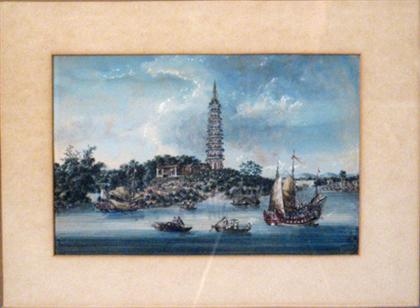 Appraisal: Chinese Canton school watercolor late th century Color wash on