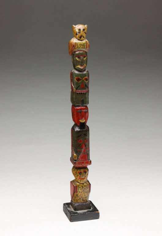 Appraisal: Twentieth century Carved wooden totem pole with original paint Owls