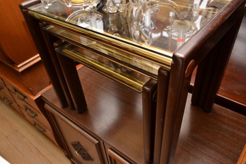 Appraisal: A NEST OF THREE SMOKED GLASS OCCASIONAL TABLES A NEST