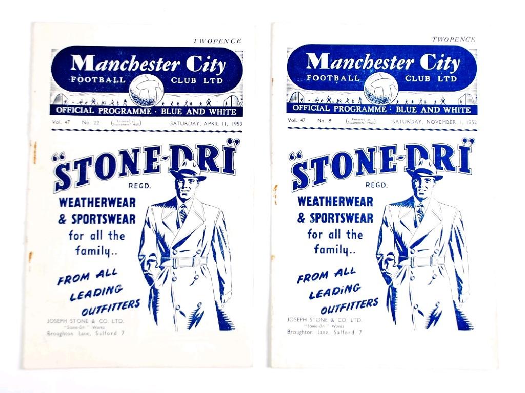 Appraisal: TWO MANCHESTER CITY PROGRAMMES SEASON V SUNDERLAND AND ARSENAL EST