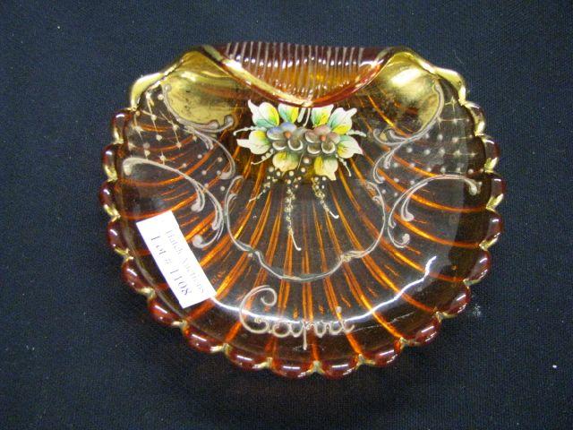 Appraisal: Italian Amberina Art Glass Soap Dish shell form