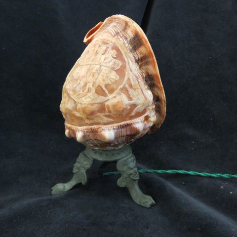 Appraisal: Carved Cameo Shell Lamp Three Graces bronze base tall European