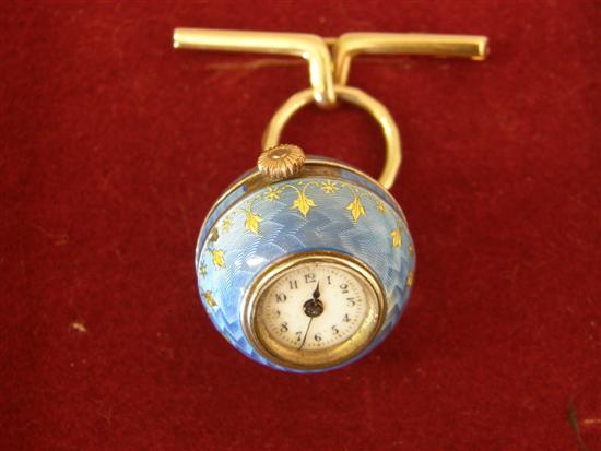 Appraisal: Ladies Rolex silver enamelled ball shaped fob watch the blue