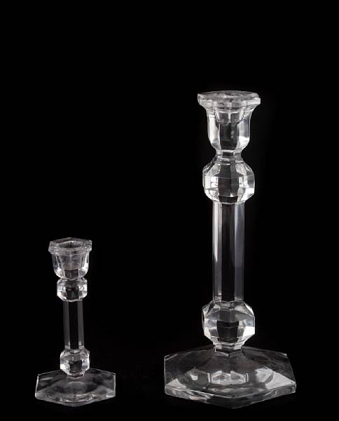 Appraisal: A collection of sixteen Val St Lambert clear glass candlesticks