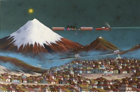 Appraisal: Gonzalo Endara Crow Ecuadorian b Magical Cotopaxi Landscape with Train