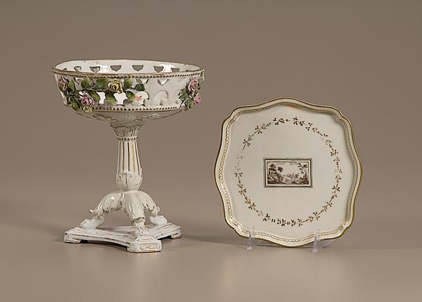 Appraisal: GERMAN COMPOTE AND ITALIAN GENORI TRAY Continental late th century