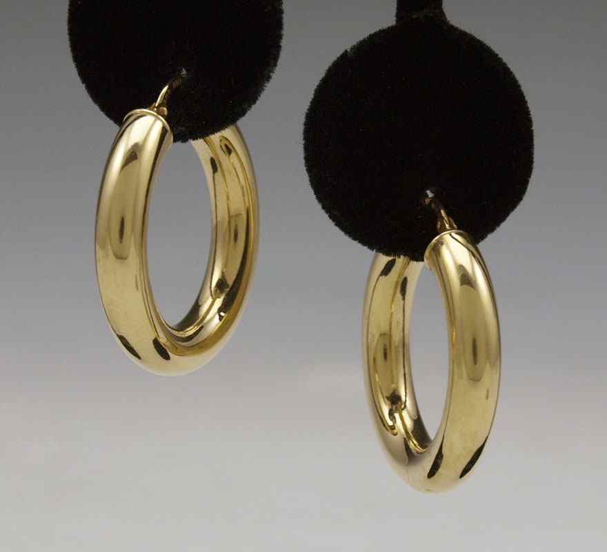 Appraisal: K GOLD EARRINGS K yellow gold hollow hoop earrings mm