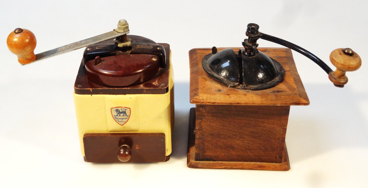 Appraisal: A Peugeot Freres coffee grinder with Bakelite top articulated metal