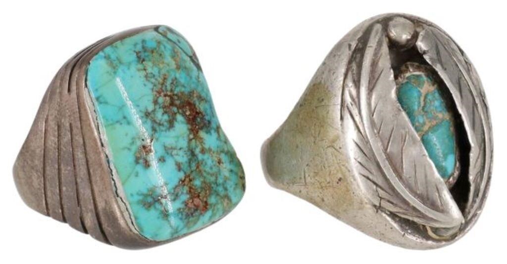 Appraisal: lot of Southwest silver content unknown and turquoise rings including