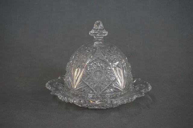 Appraisal: Vintage Imperial Glass Covered Round Butter Dish ca 's by