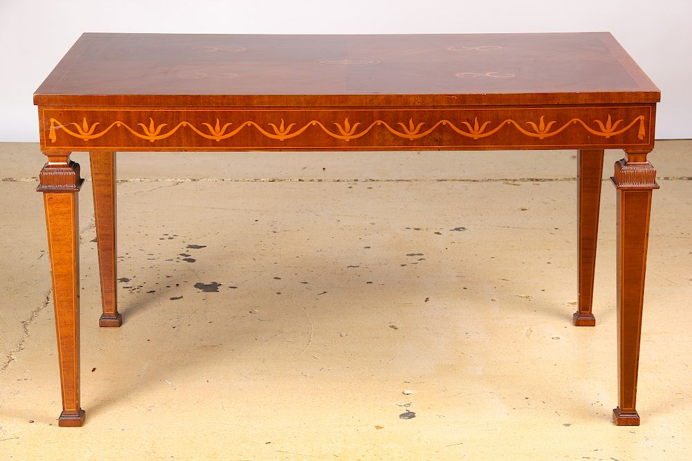 Appraisal: Fine Swedish Mahogany and Marquetry Table Fine Swedish Mahogany and