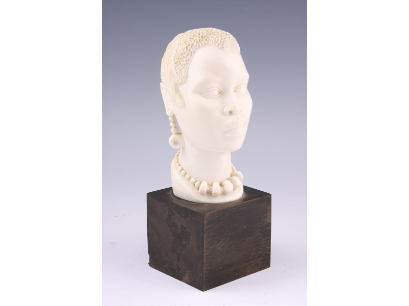 Appraisal: Fine s Ivory Bust of African Tribal Lady realistically rendered