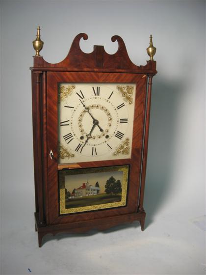 Appraisal: Mahogany pillar and scroll shelf clock st half th century