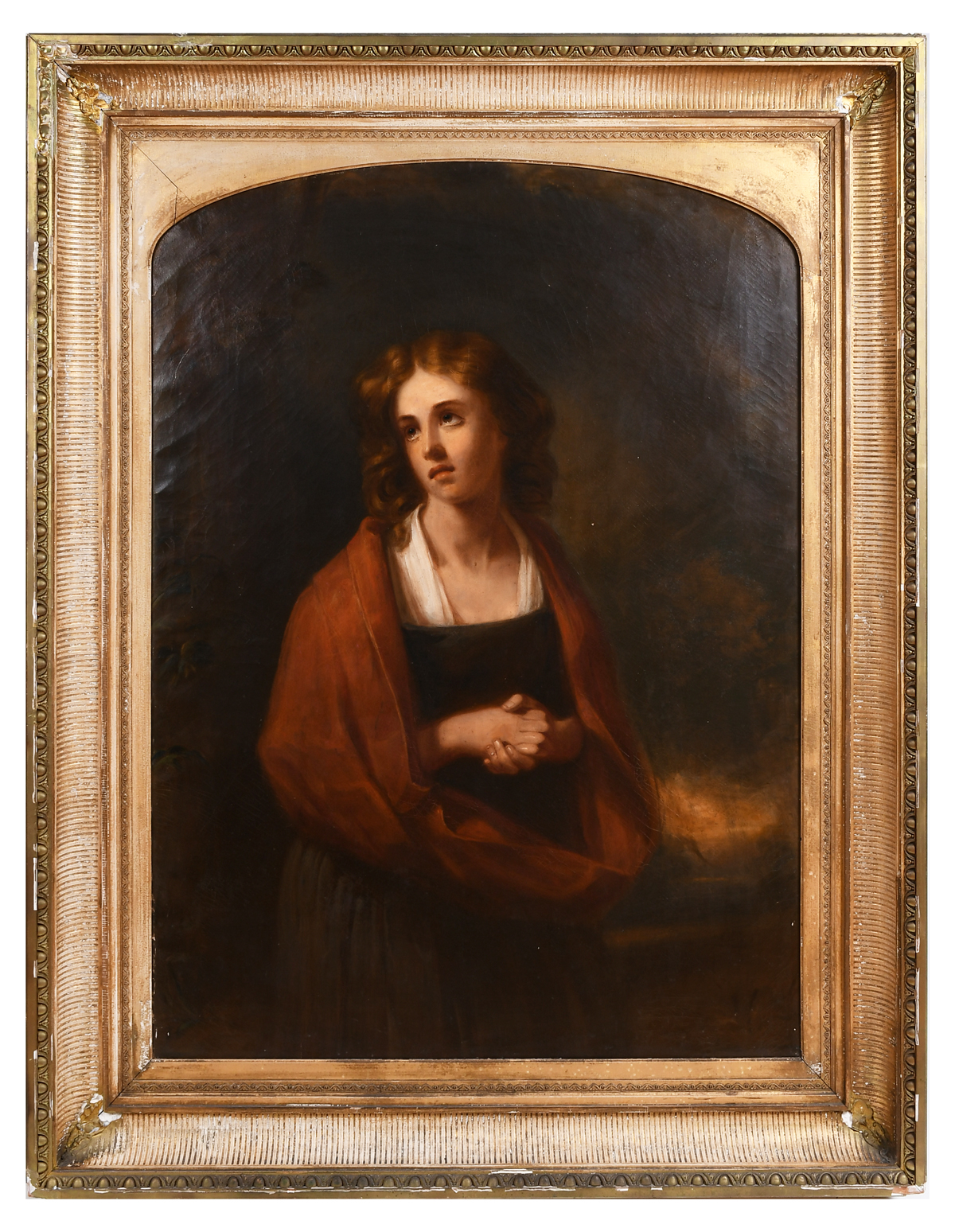 Appraisal: FINE EARLY ALLEGORICAL PORTRAIT PAINTING Scene depicts a Young Girl