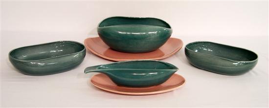 Appraisal: Russel Wright dinnerware consisting of a salmon color platter oval