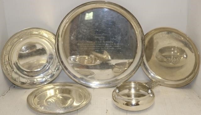 Appraisal: PIECE STERLING SILVER LOT TO INCLUDE TRAYSAND A PORRINGER TO