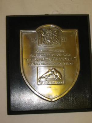 Appraisal: A PRESENTATION SHIELD given by His Masters Voice during Coronation