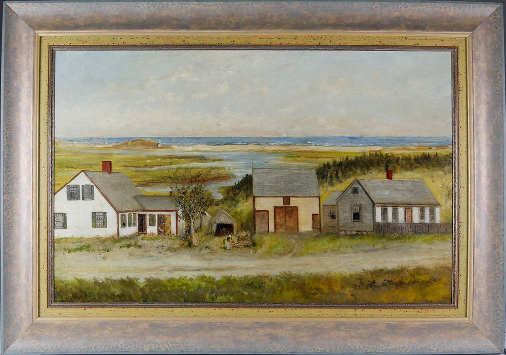 Appraisal: William Ferdinand Macy Oil on Canvas Seaside Homestead Cape Cod