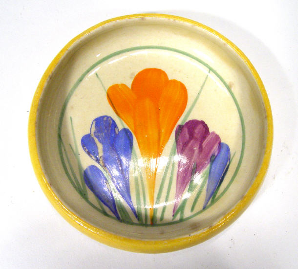 Appraisal: Clarice Cliff Bizarre pin dish hand painted with Crocus pattern