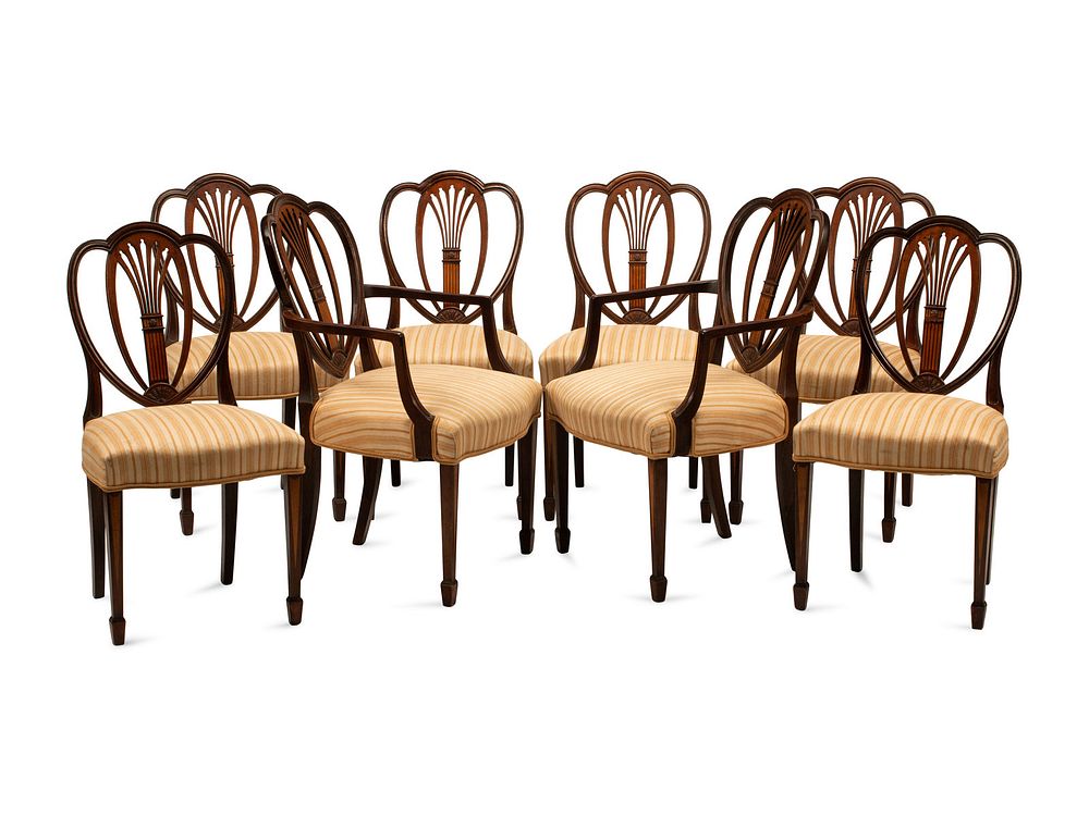 Appraisal: A Set of Eight Georgian Style Inlaid Mahogany Dining Chairs