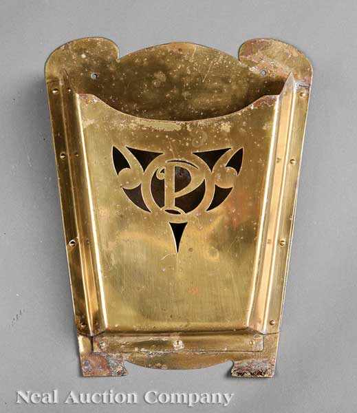 Appraisal: A Newcomb College Brass Mailbox c hand wrought brass sheeting