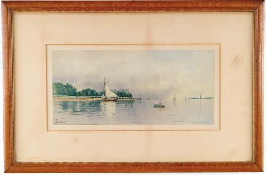 Appraisal: ALFRED THOMPSON BRICHER American - COASTAL SCENE WITH SAILBOATS AND