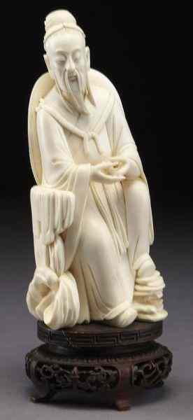 Appraisal: Chinese Qing carved ivory immortal International shipping IS NOT available