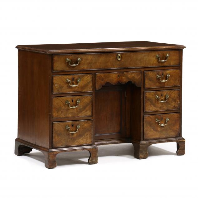 Appraisal: GEORGE III MAHOGANY KNEEHOLE DESK WITH WRITING COMPARTMENT Circa mahogany