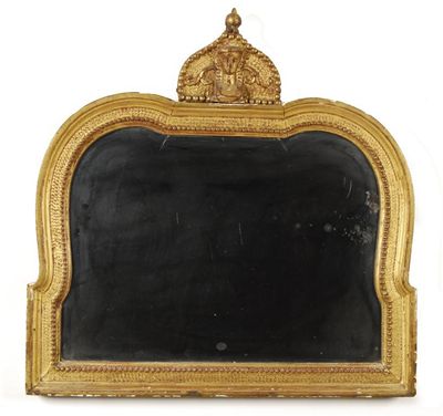 Appraisal: A giltwood and gesso mirror the shaped bevelled plate to