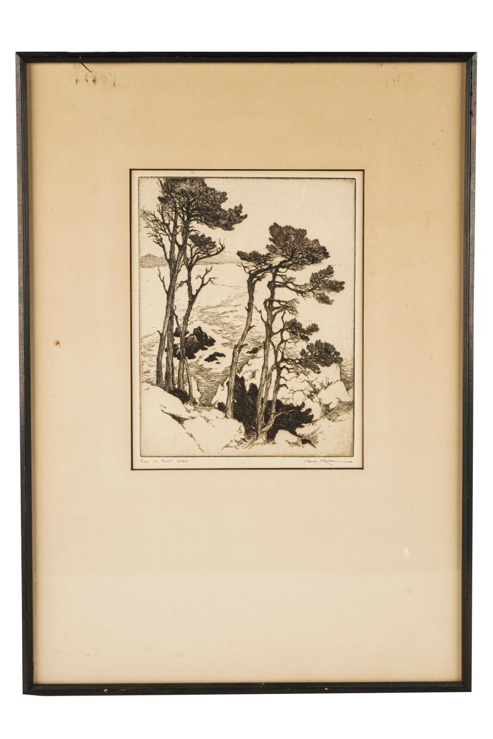 Appraisal: GENE KLOSS - PINES AT POINT LOBOS etching signed and