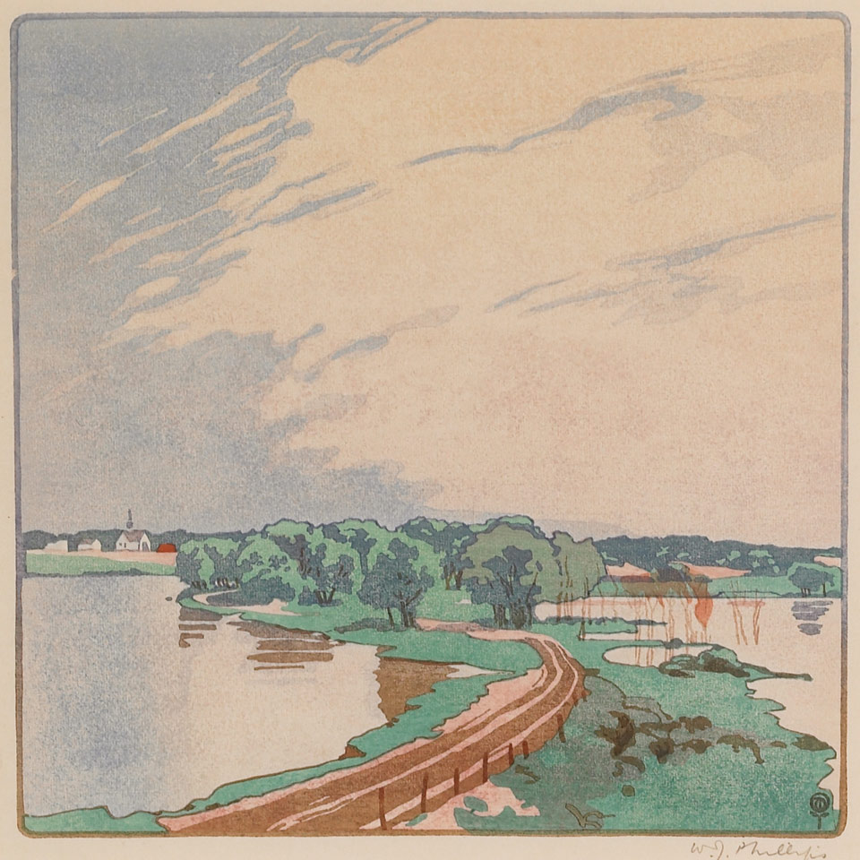 Appraisal: WALTER JOSEPH PHILLIPS R C A RED RIVER ROAD woodcut