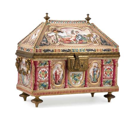 Appraisal: Capodimonte Porcelain Gilt-Bronze Mounted Coffer Estimate -