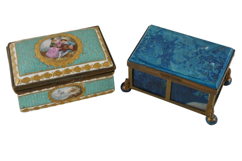 Appraisal: TWO MINIATURE BOXESone in the Sevres style the other stone