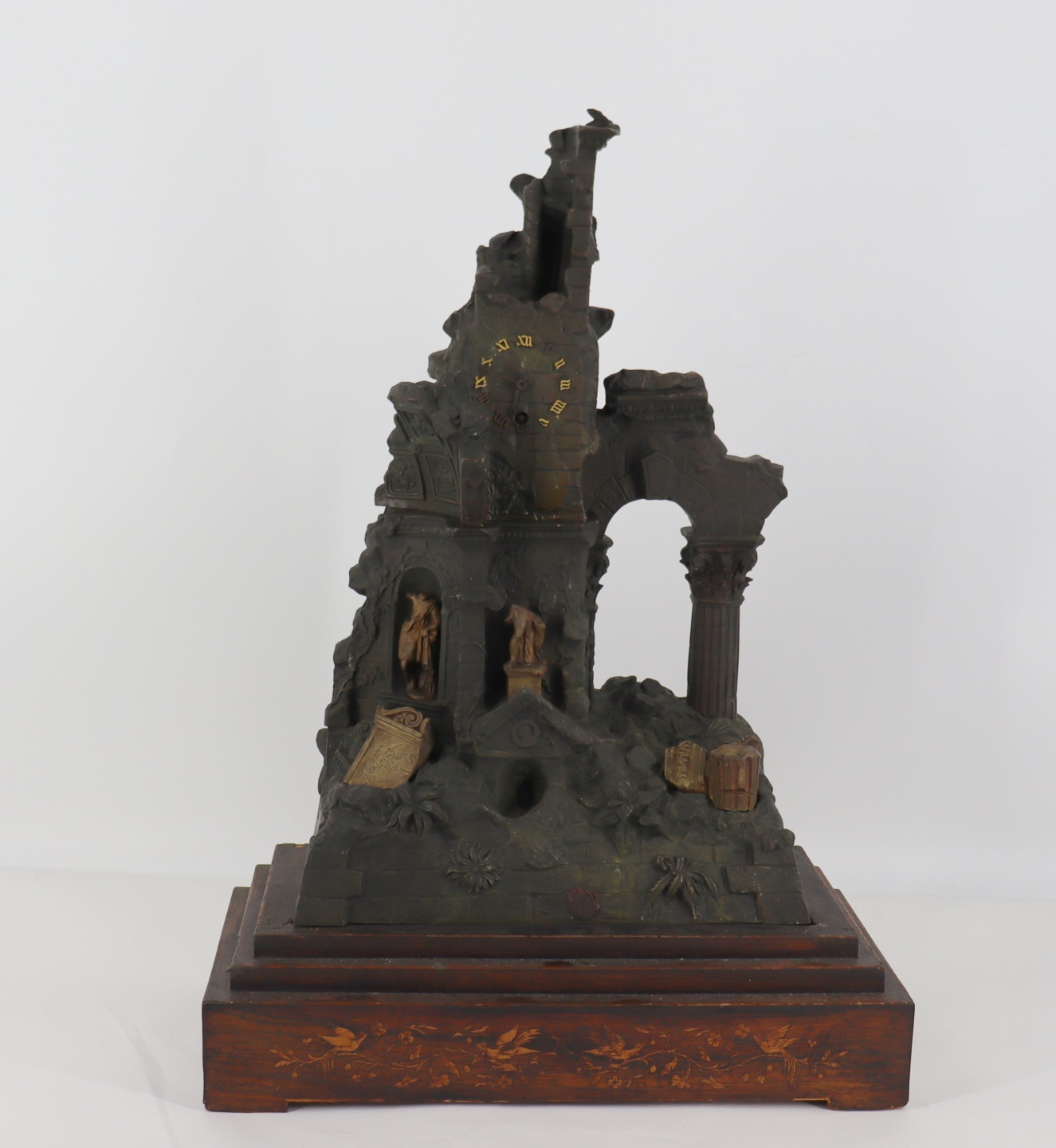 Appraisal: GRAND TOUR BRONZE RUIN FORM MUSICAL CLOCK A rare clock